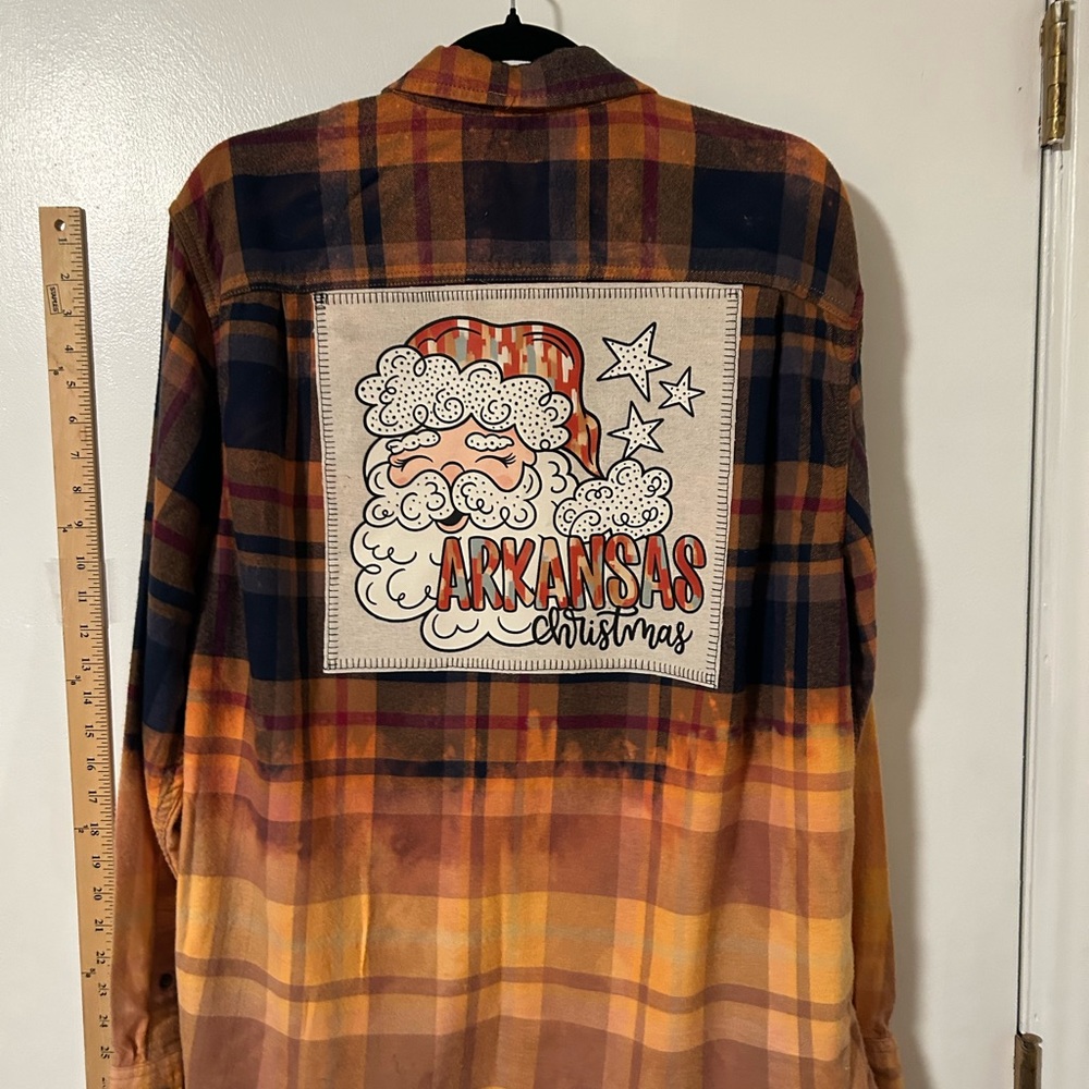 Upcycled Flannel Christmas Plaid Shirt